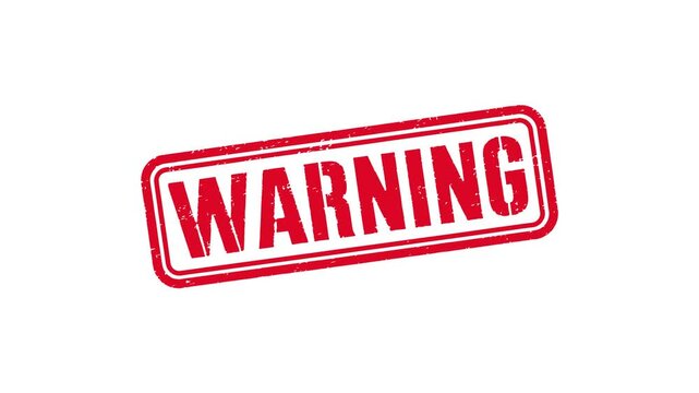 Warning rubber stamp animation video
