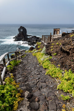 Coastal landscape at Puerto de Santo Domingo on La Palma, Canary Islands, Spain.