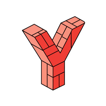 Three dimensional red letter Y block design.