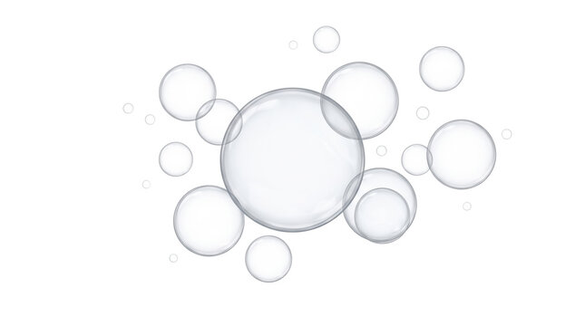 Floating transparent water bubbles set