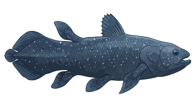 Illustration of a Coelacanth Fish with Detailed Textures