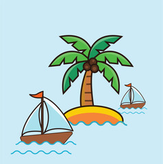 sailing ship on the sea © Uqi vxv