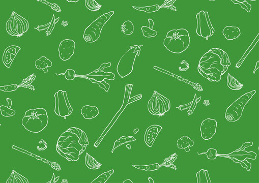 シンプルな野菜のペン画調壁紙