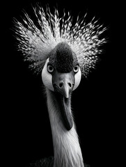Obraz premium The crowned crane is facing directly towards the camera