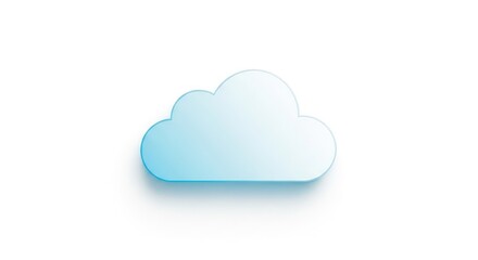 Fototapeta premium Stylized Cloud Icon in Gradient Blue on White Background With Subtle Drop Shadow
