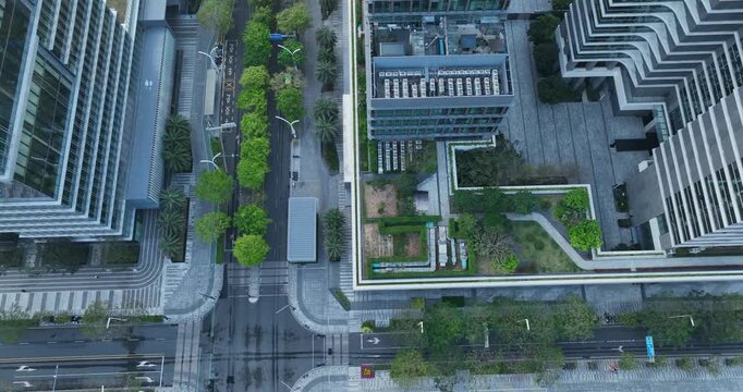 Aerial footage of landscape in shenzhen city, China 