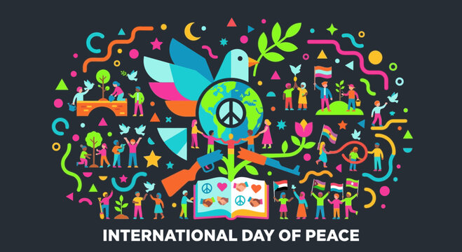 International Day of Peace Concept Design with Global Unity Symbols