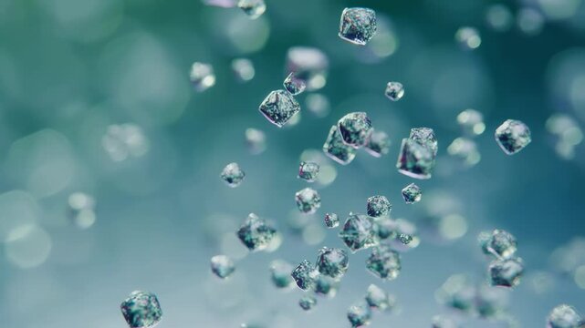 Close up of microplastics floating in water showing pollution