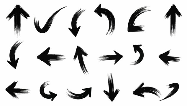 Brush strokes arrows Set of paint brush stroke and abstract grunge banner for graphic decoration. Grunge black paint, ink brush strokes. brush collection, brush stroke arrows for black ink paint
