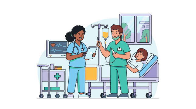 A hospital scene with two nurses and a patient (1)