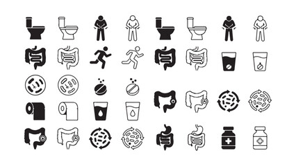 Fototapeta premium Medical and Digestive Health Icons Collection