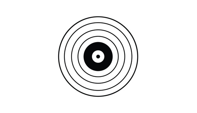 Striking geometric bullseye target of concentric black circles with a solid black central disc on a plain white background.