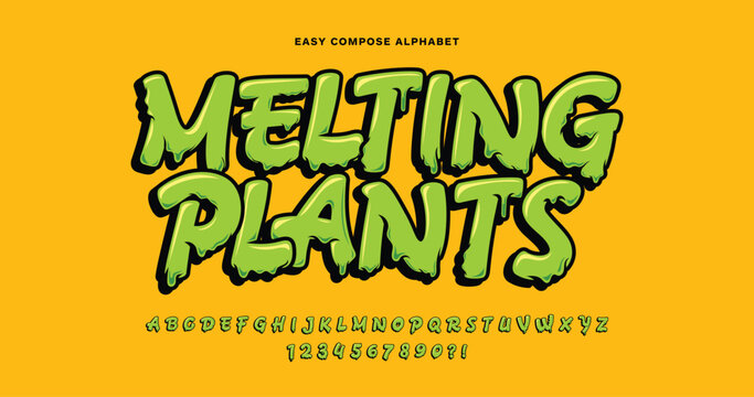Composed alphabet with Melting and Plants titles for creative typography projects. Easy to rearrange letters for custom layouts on labels or packaging. Fully scalable for both print and digital us