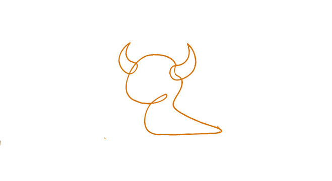 Minimalist devil or horned creature illustration