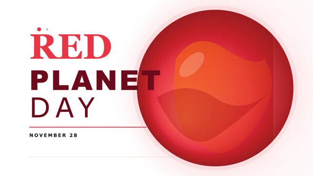 Red planet day celebration graphic with mars illustration
