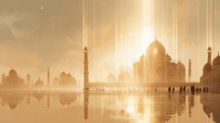 Obraz premium A journey showcasing elegant structures and glowing lights sets a luxurious tone for travelers at a significant pilgrimage site.