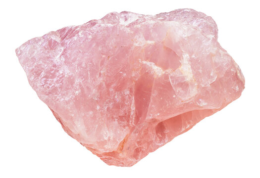 specimen of mineral from geological collection - natural rose quartz rock isolated on white background from Brazil