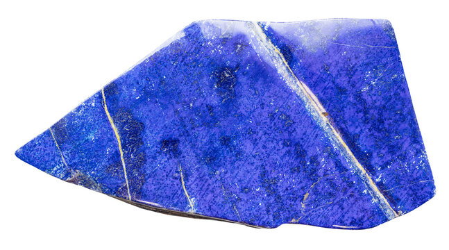 specimen of mineral from geological collection - polished lazurite rock isolated on white background from Pakistan