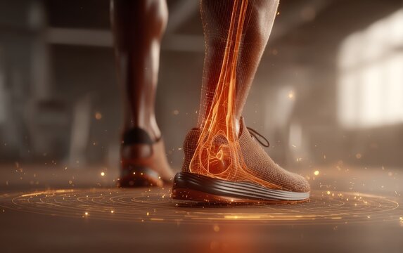 Closeup of an Athlete's Achilles Tendon During Calf Raise Exercise