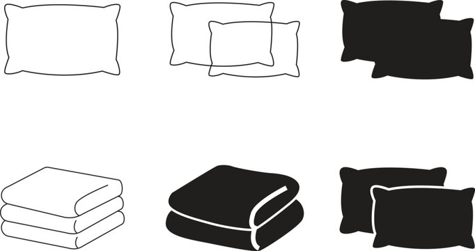 Minimalist Pillow and Blanket Icon Set