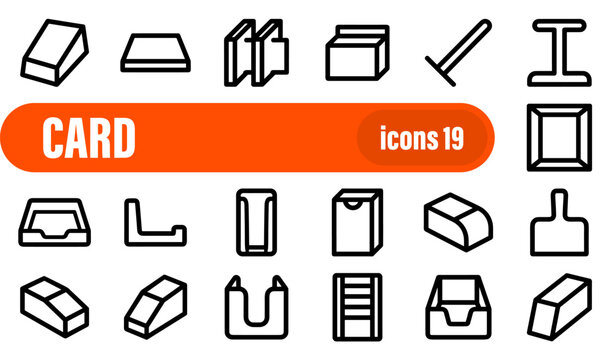Set of 19 office card and storage box icons