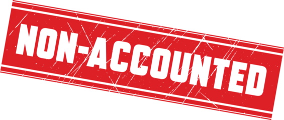NON-ACCOUNTED: A vibrant red ink stamp used for highlighting financial documentation that remains outside current records. © DesignBee
