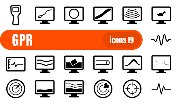 GPR Ground Penetrating Radar and Analysis Icons