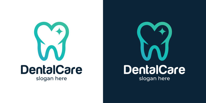 Creative dental care logo design illustration. Inspiration vector dental with heart love icon design template