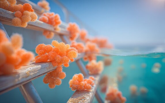 3D Rendered Pseudomonas Bacteria in Colony on Swimming Pool Surface