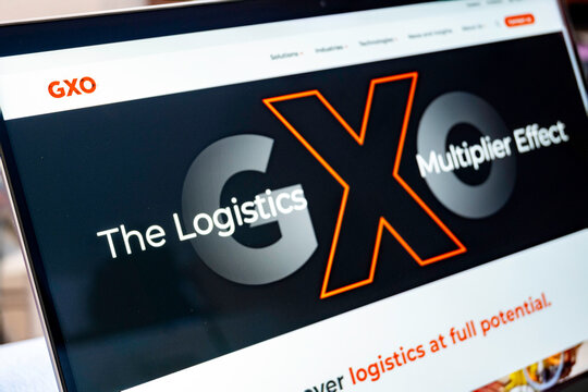 Mexico city, mexico, 01 08 2026: gxo logistics website displaying company logo and services