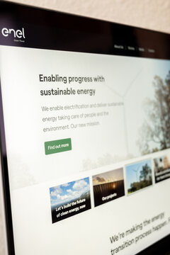 Mexico city, mexico, 04 22 2026, enel green power website displaying sustainable energy content on laptop