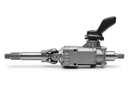 Close-up of throttle valve handle mechanism isolated on white background