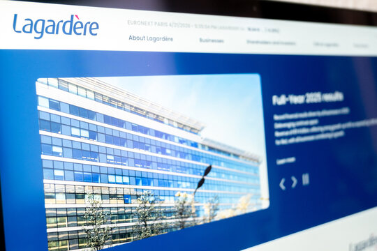 Mexico city, mexico, 04 22 2026, lagardere company website displaying financial results and corporate information