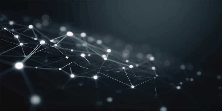 Perspective view of digital network connections with glowing nodes and lines technology connection abstract internet structure communication connectivity innovation intelligence computing