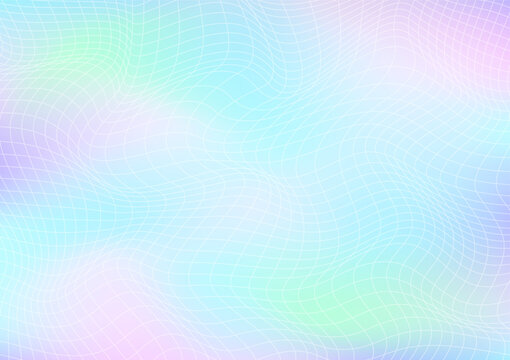 Abstract colorful rainbow gradient background with distorted grid mesh