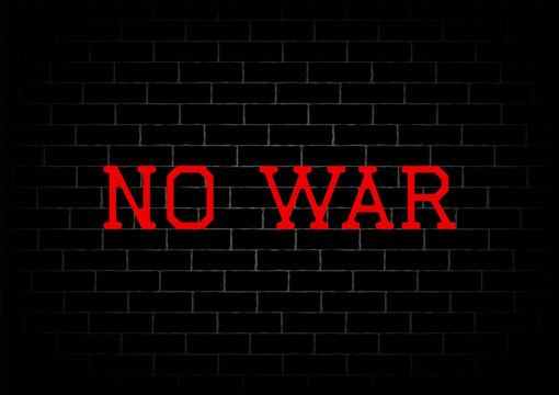 No War typography on dark brick wall background
