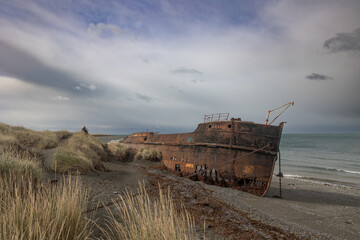 Naklejka premium shipwreck at patagonian coast