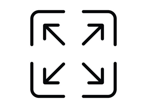 Fullscreen expand icon with four corner arrows for user interface screen resizing and adjustment