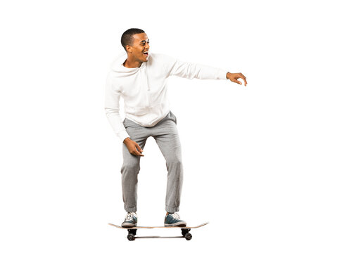 Afro American skater man