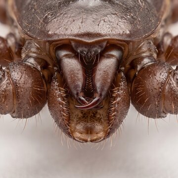 Extreme close up of whip scorpion pedipalps and chelicerae