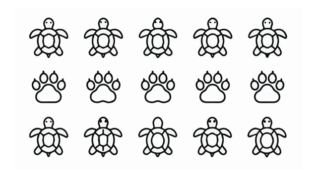 Cute cartoon puppies illustrations set in black outline style with different poses and expressions for children and pet lovers
