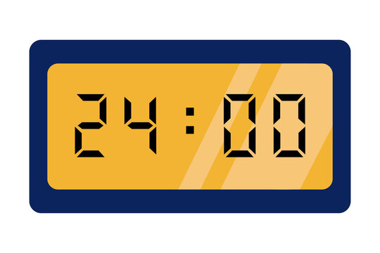 blue gold digital clock showing 24:00 on a white background