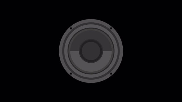 Loud audio speaker cone pulsing sound wave motion graphic overlay with alpha channel