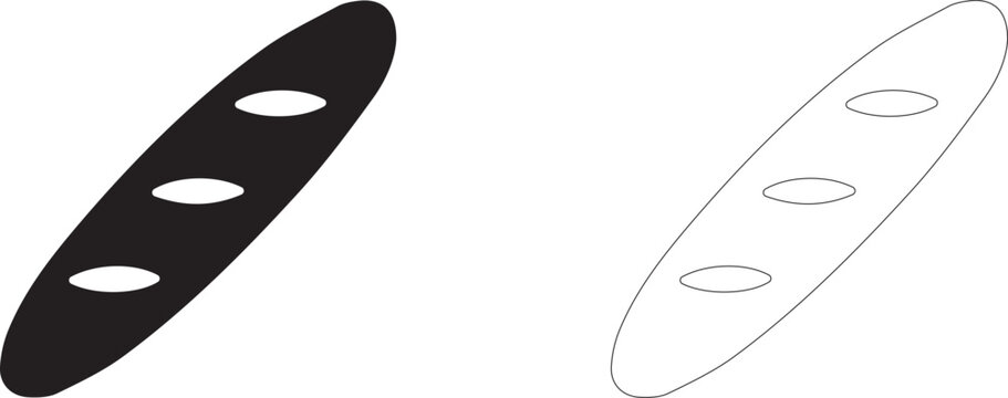 French baguette with slashes vector icon filled and outline, fresh crispy crusty bread bakery symbol.