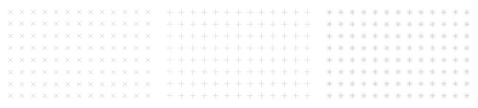 Grid pattern collection featuring cross, plus and star symbols in seamless geometric layouts. Vector backgrounds for branding, textiles, packaging, web, print and decorative design.