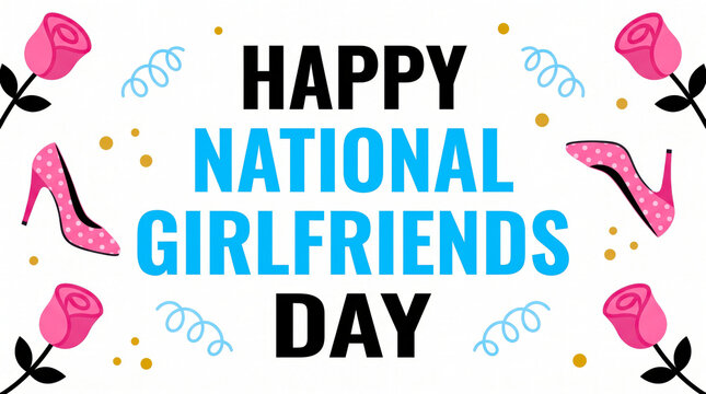 Happy national girlfriends day colorful illustration