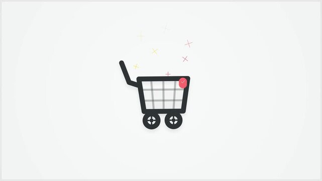 Digital Shopping Cart Icon Animation Representing E-commerce Business Growth and Online Sales Success