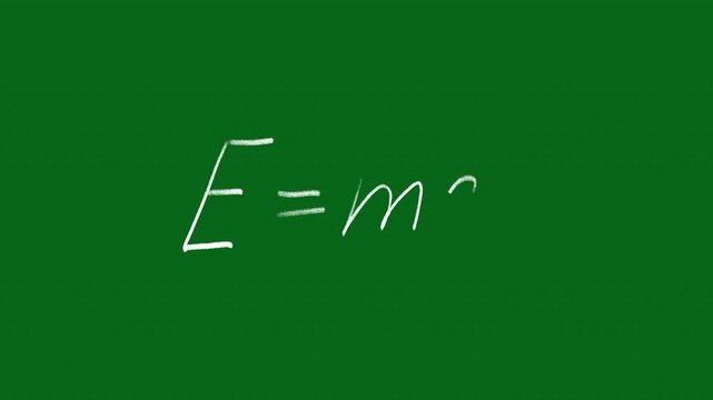 Chalk Writing Mass Energy Equivalence Formula Animation on Transparent Background 4K