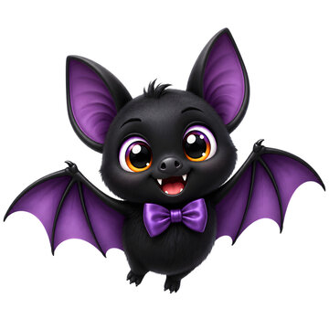 Cute Halloween Bat PNG with cute black bats, purple wings, candy, pumpkins, lanterns, moon elements, and spooky seasonal accessories.