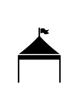 Tent Icon with Festive Flag for Outdoor Event Signage